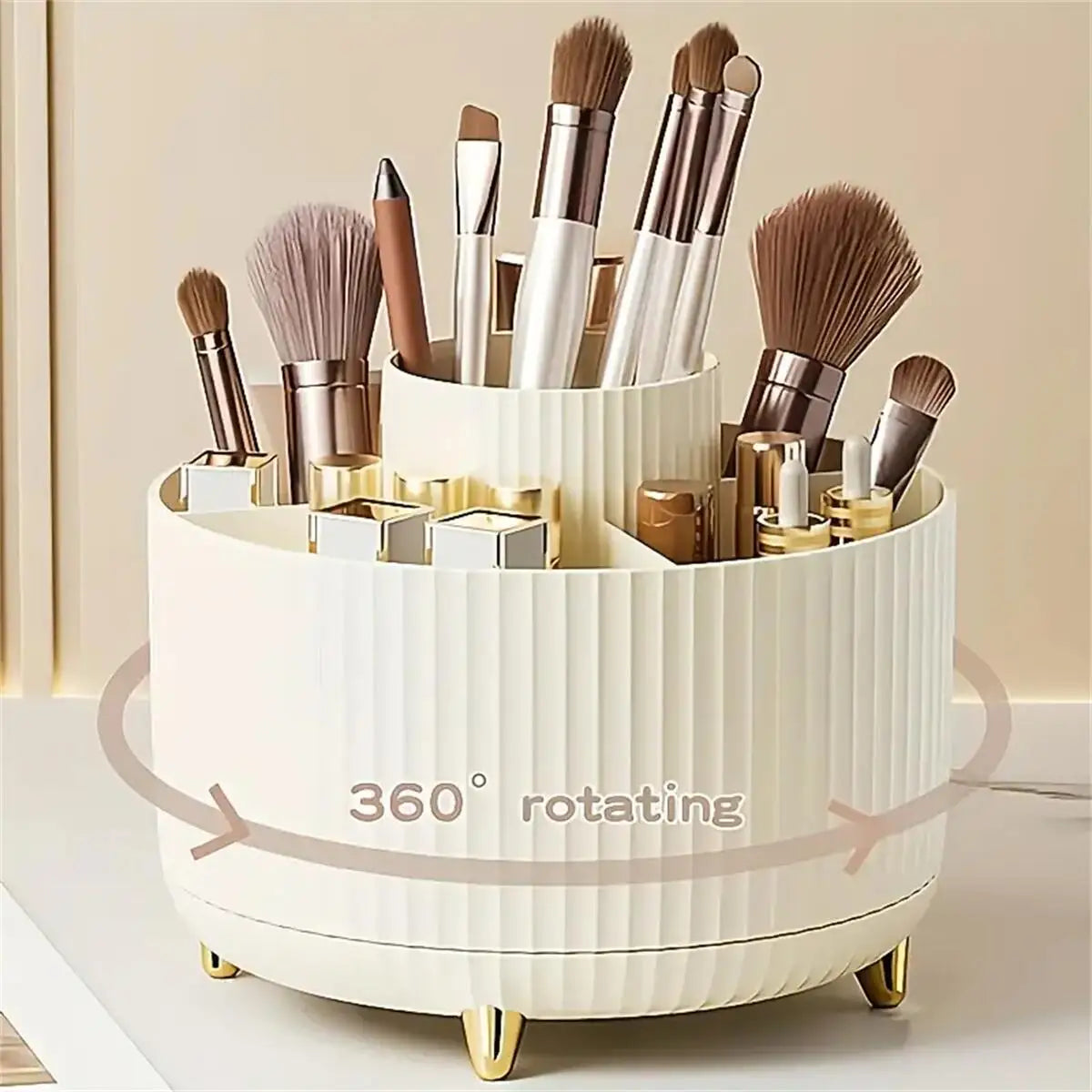 360° Rotating Makeup Organizer – Adjustable Cosmetic Storage