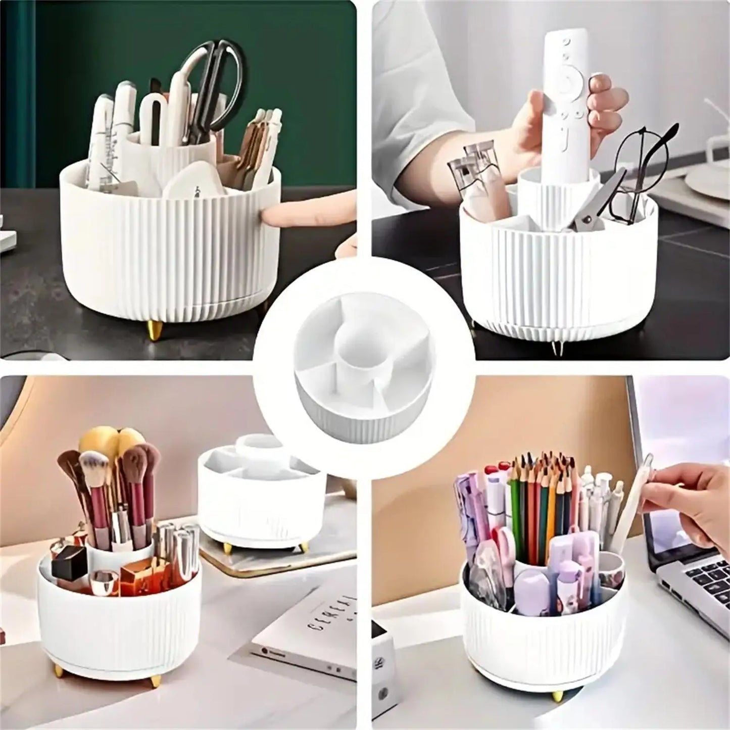 360° Rotating Makeup Organizer – Adjustable Cosmetic Storage